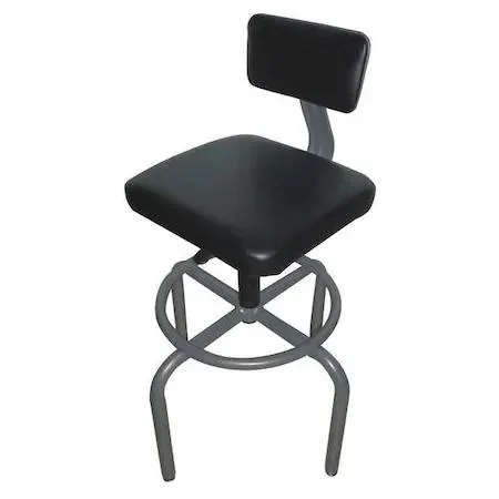 Gray pneumatic task chair backrest, height adjustable 26 to 32 inches