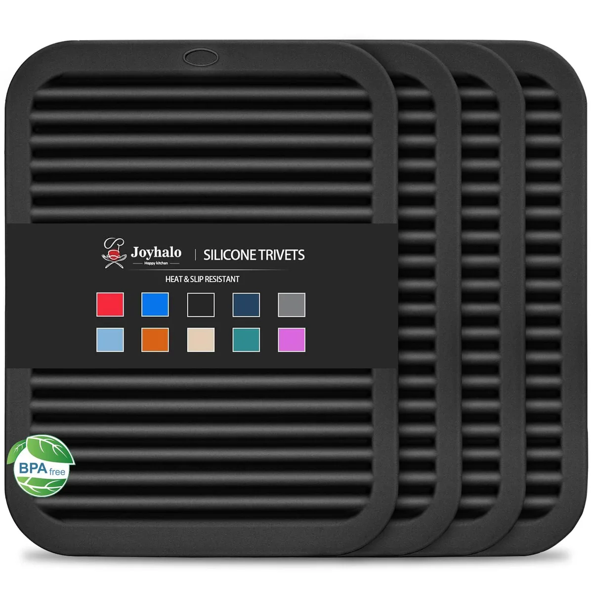 joyhalo Jh-sph-black-4R Silicone Trivet 12x9in .47in 4.0 Count 480F — product photo