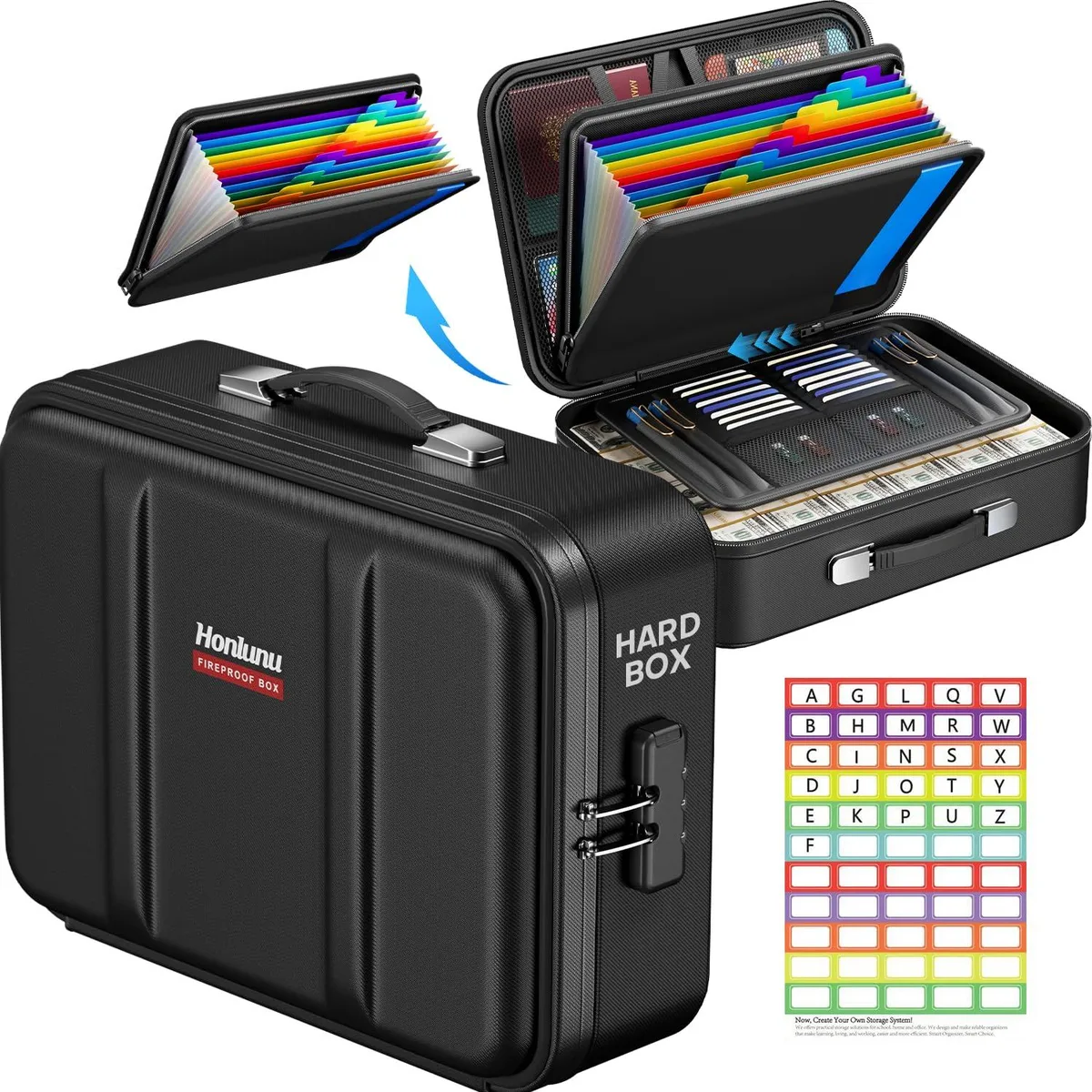  Samsill Fireproof Document Box Black 15 x 11.2 x 5.5 in 12 Accordion Pages — product photo