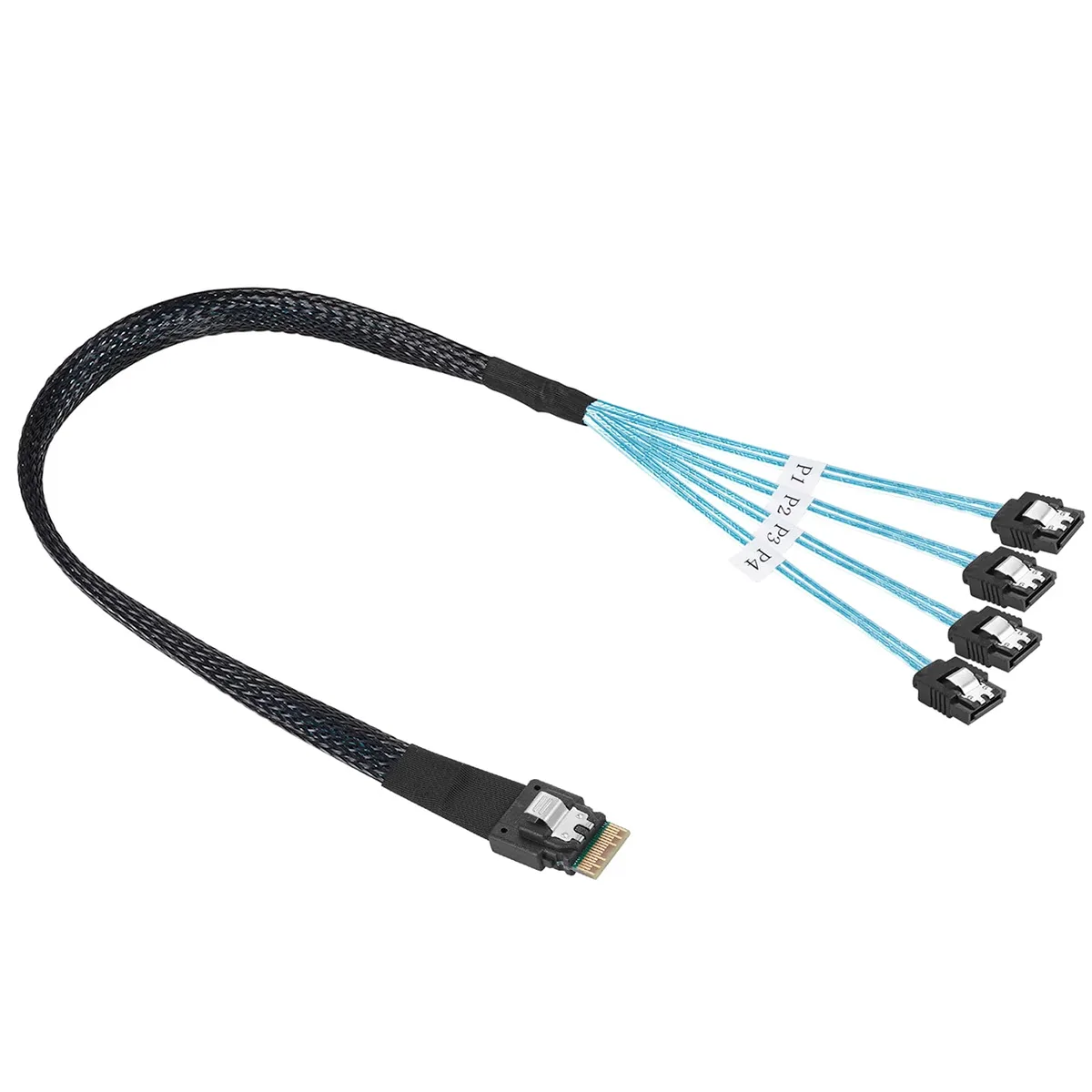 ETopSell ETopSell Slim Line Mini SAS 4.0 SFF-8654 4i 38 Pin to 4 SATA 7 Pin Cable 3.3ft — product photo