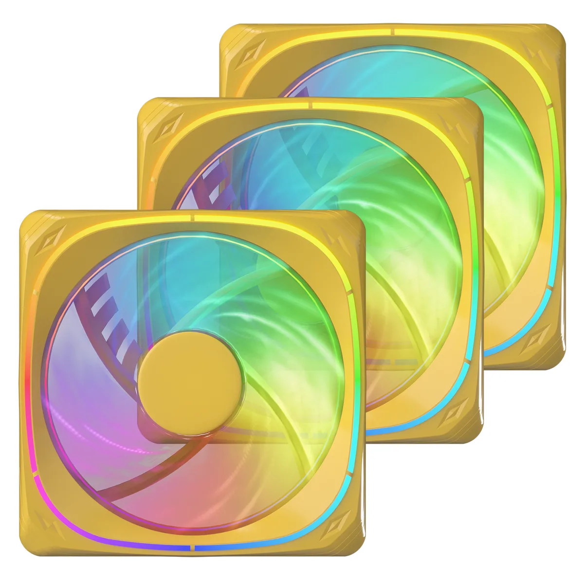 Vetroo Vetroo CF120 120 mm case fan 3-pack yellow ARGB — product photo