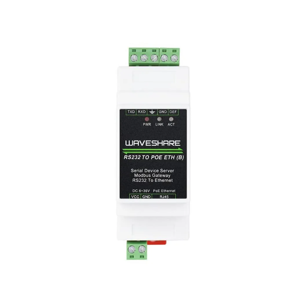 LORDWORLD LORDWORLD RS232 to RJ45 Ethernet Server Module POE Rail-Mount Development Board — product photo
