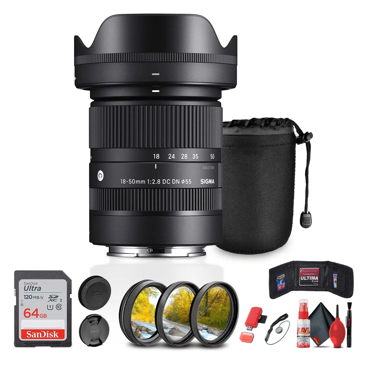 SIGMA SIGMA 18-50mm f/2.8 DC DN Contemporary Sony E Bundle 64 GB — product photo