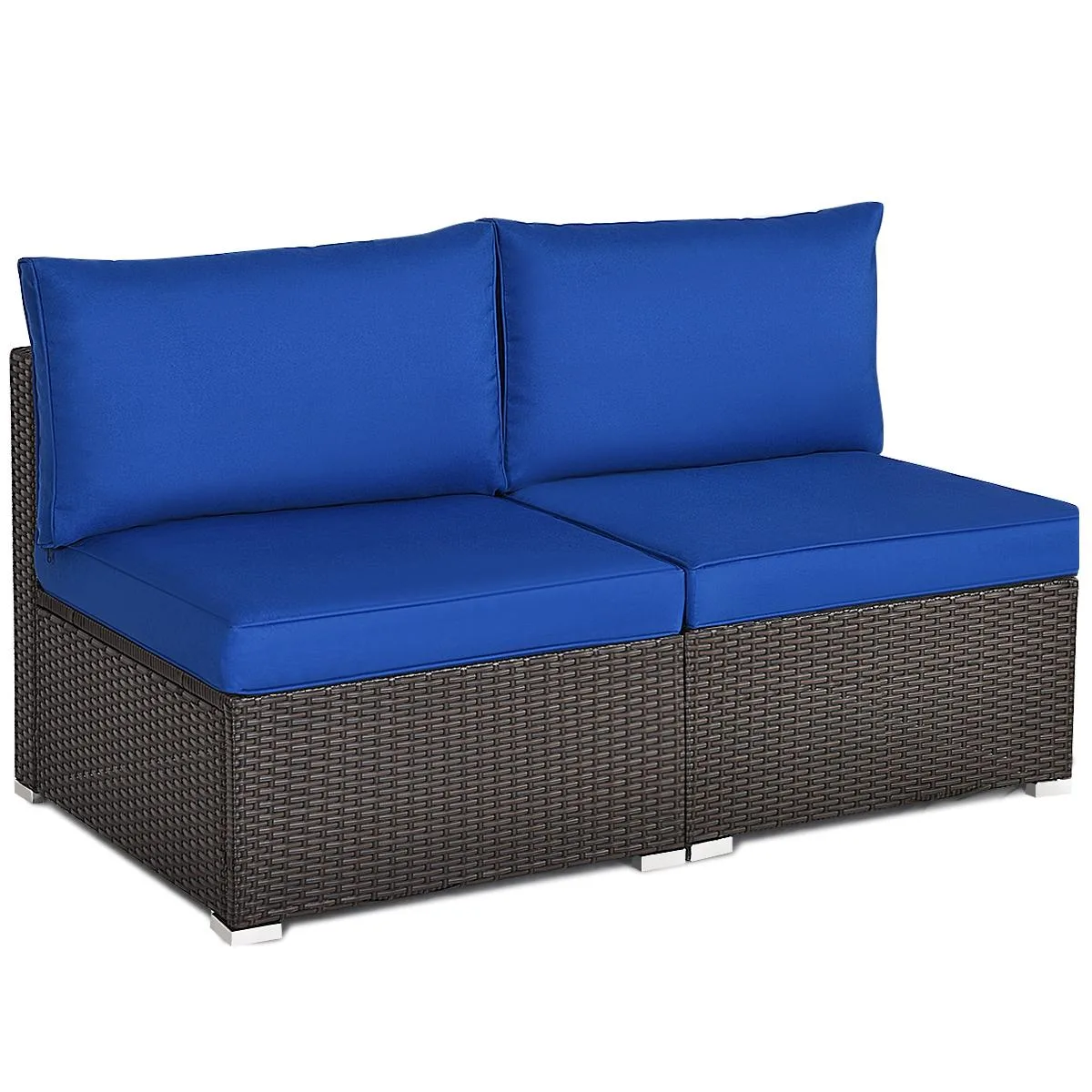 SlickBlue SlickBlue 2-Piece Patio Rattan Armless Sofa Set Navy 42 lbs — product photo