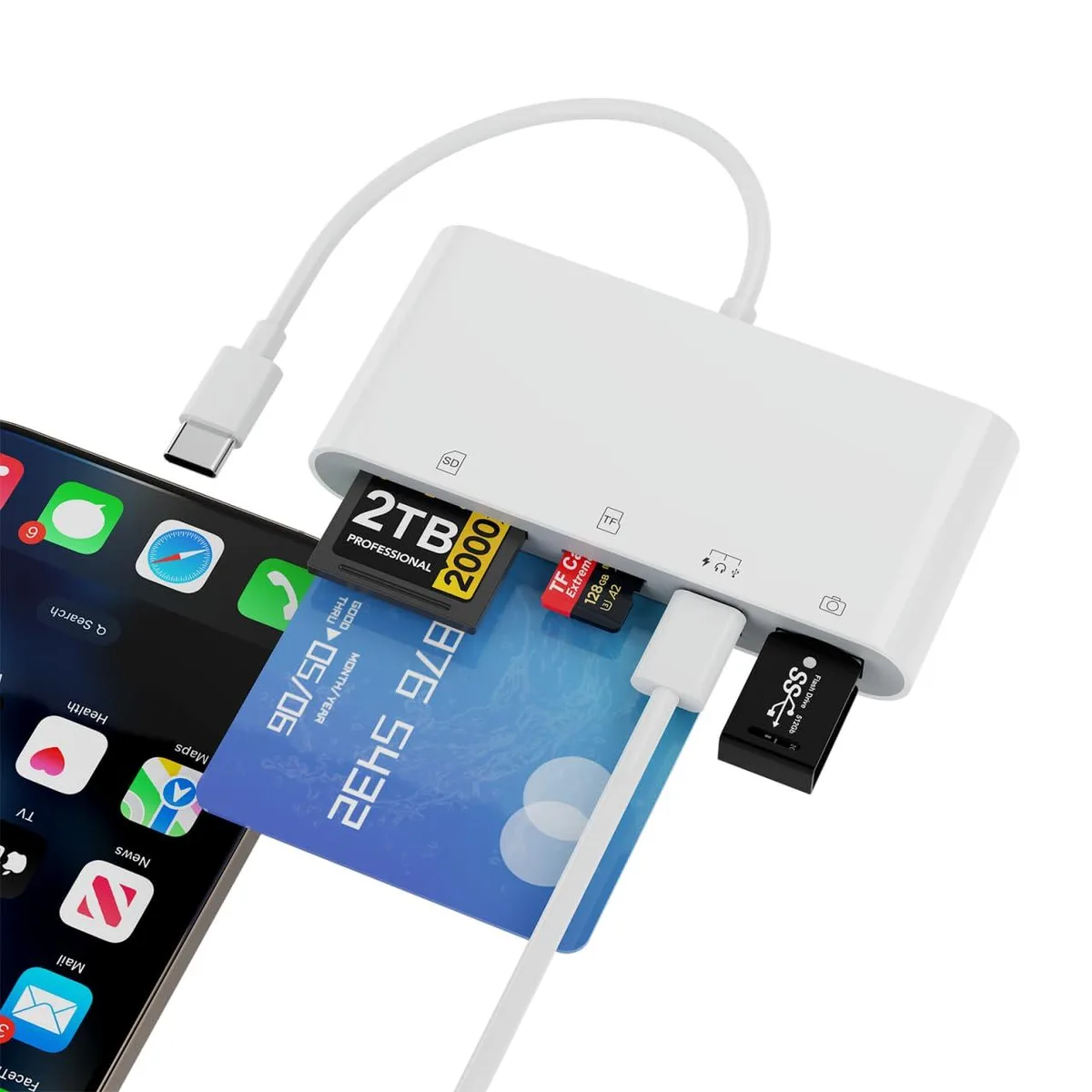  5-in-1 USB-C RFID Reader with CAC Smart Card Slot — product photo