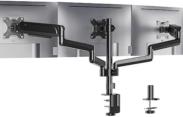 TAURKENAM TAURKENAM Triple Monitor Mount 3×27″ Gas Spring Arm 75×75/100×100 mm Black — product photo