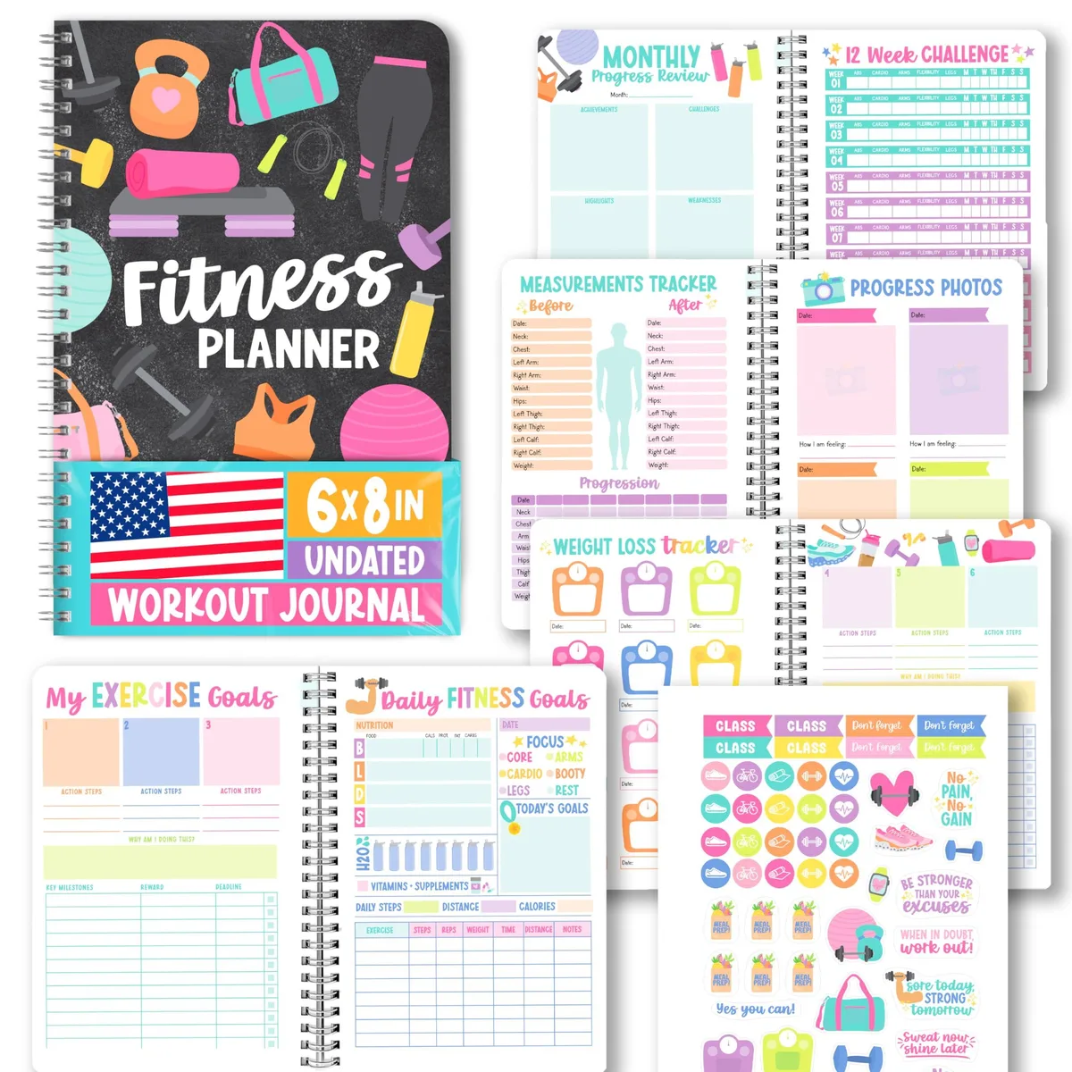  Headline Sign Chalk Pastel Fitness Planner 6 in 182 pages — product photo