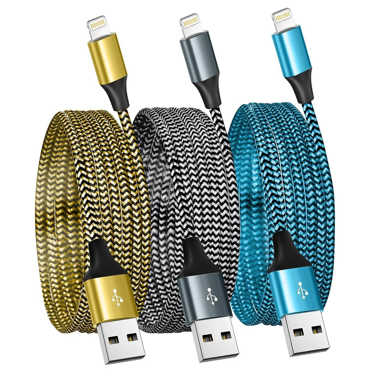 No Sew No Sew 3-pack 6 ft Lightning cables 2.4 A 480 Mbps black — product photo
