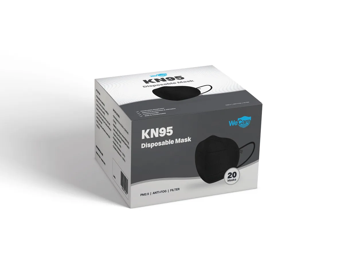 WeCare WeCare WCKN95-BLK-2000 Home Health Care 2000 Individually Wrapped KN95 Face Masks Black — product photo