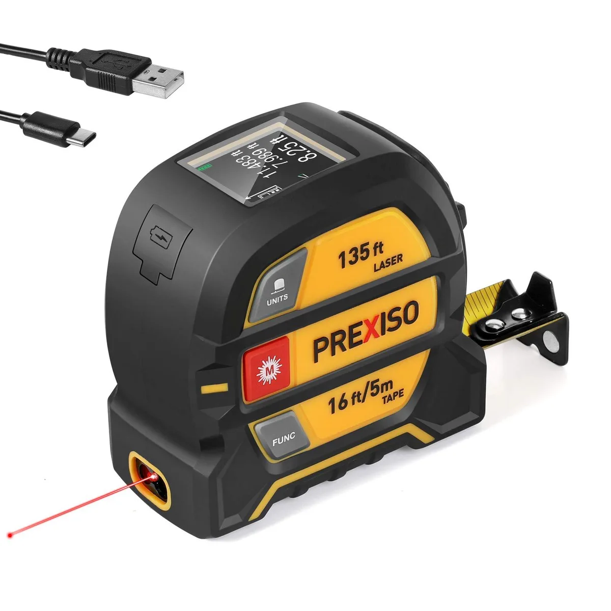  2-in-1 Laser Tape Measure 135Ft 16Ft Magnetic Hook Digital Gift for Dad — product photo