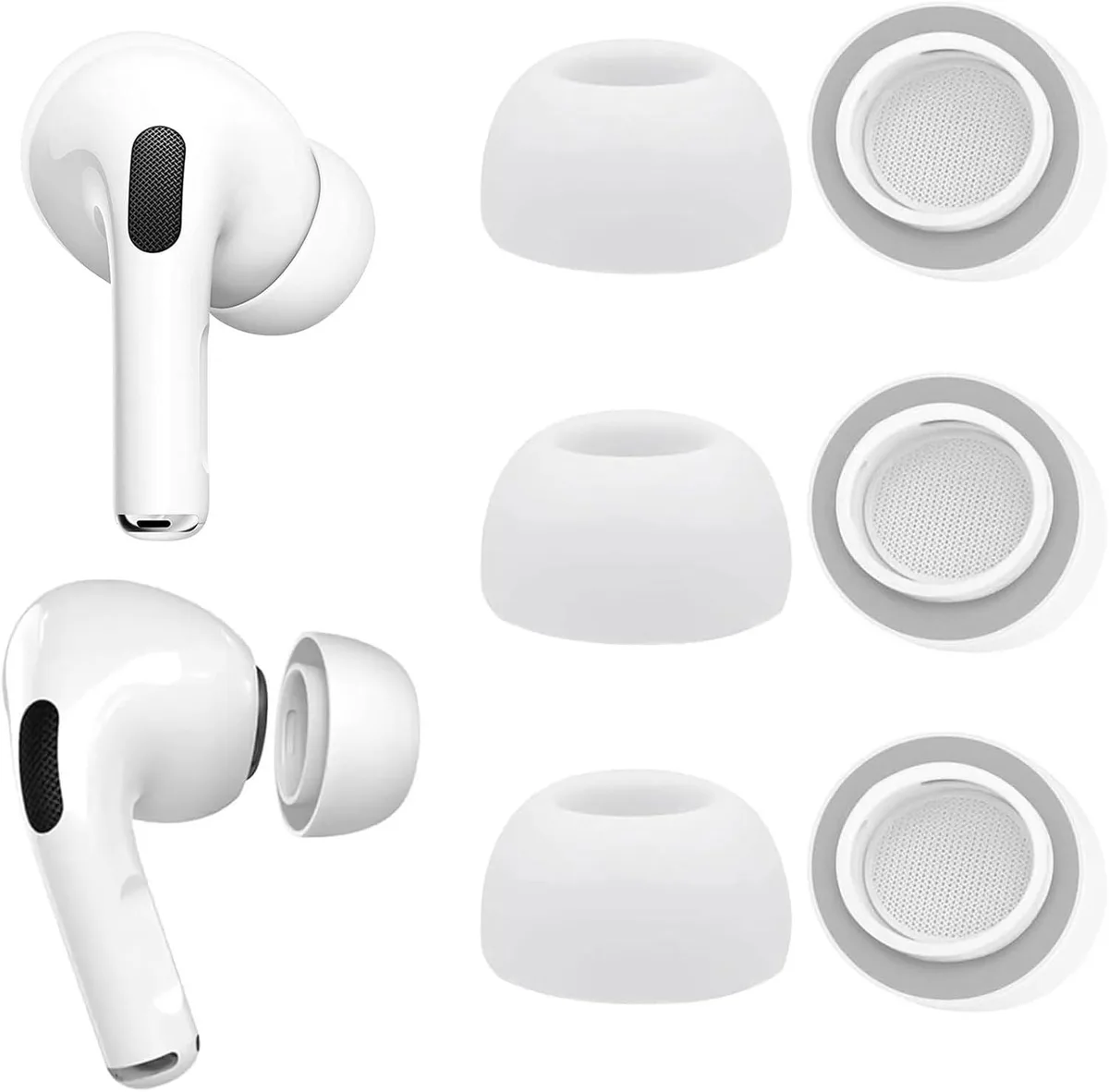 MAONO MAONO Memory Foam Ear Tips with Silicone Shield Grey Large 3 Pairs — product photo