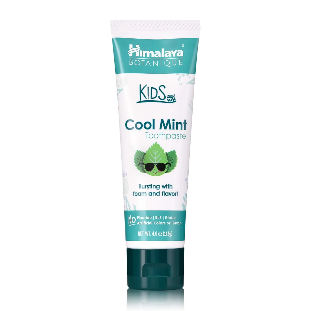 White 4 oz toothpaste tube with flip cap standing upright