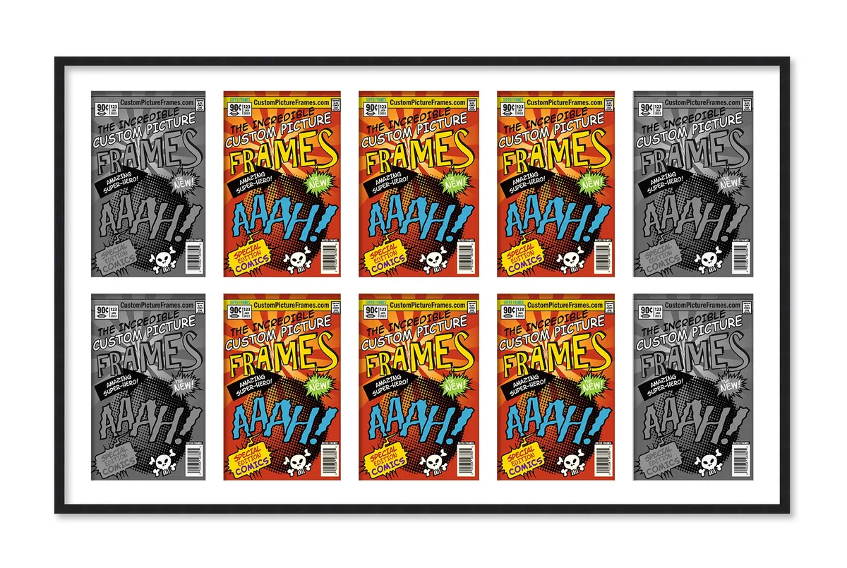CustomPictureFrames.com CustomPictureFrames.com 10 Comic Book Frame Black Collage 44x25.75 .75" Moulding — product photo