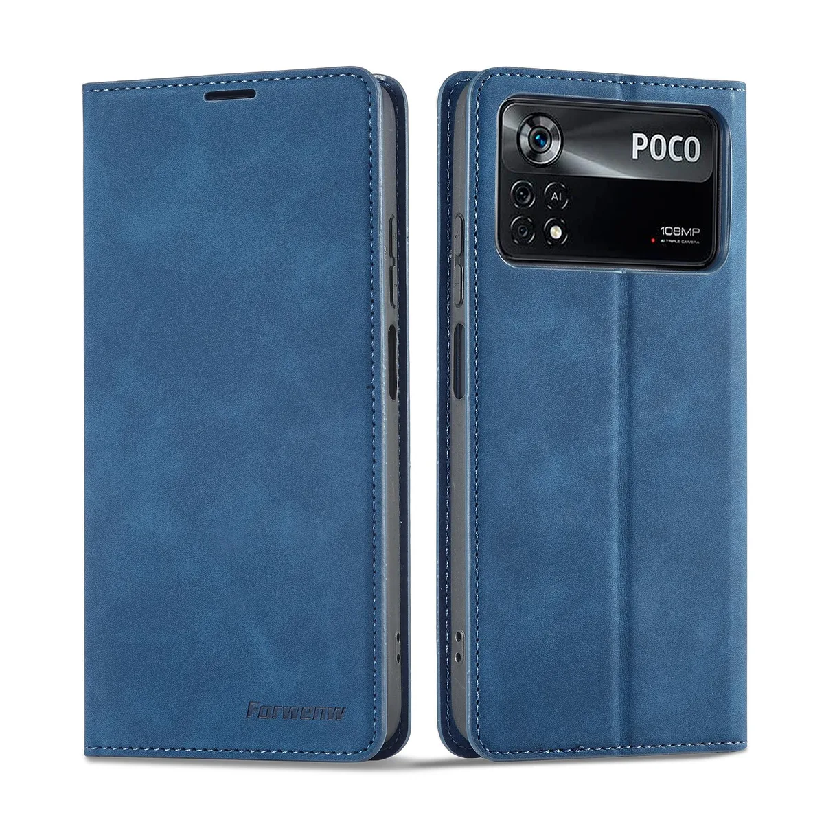 BONAEVER BONAEVER Flip Wallet Case for Xiaomi Poco X4 Pro 5G 6.67" Blue — product photo