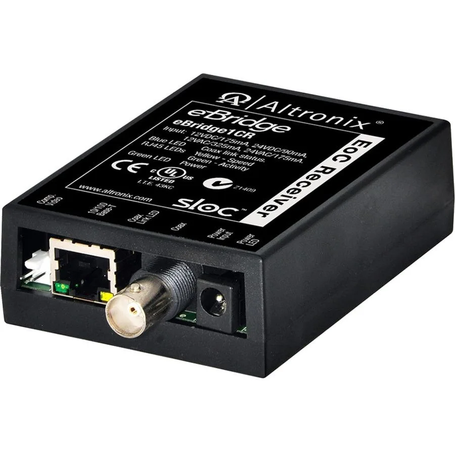 Altronix Corporation Altronix eBridge1CR IP over Coax Receiver 25Mbps Composite Video 12/24VDC 16/24VAC — product photo