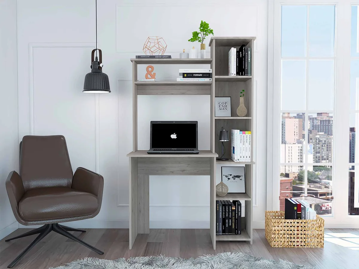FM FURNITURE FM FURNITURE FM5539ELZ Desk 24.8" W 17.8" D 27.8" H Light Gray — product photo