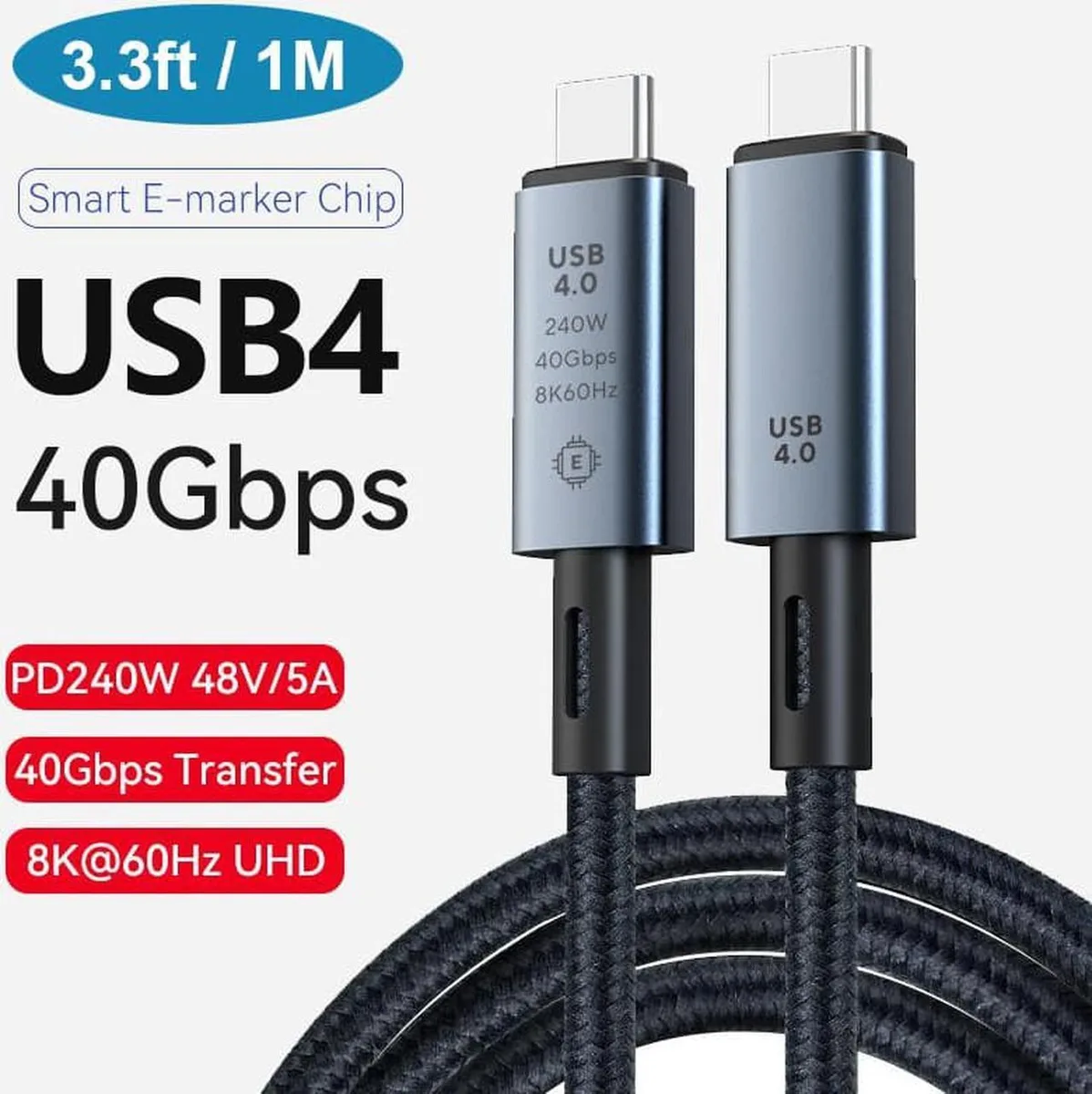 Vszerda Vszerda USB C to USB C Cable 240W 40Gbps 8K 1M — product photo