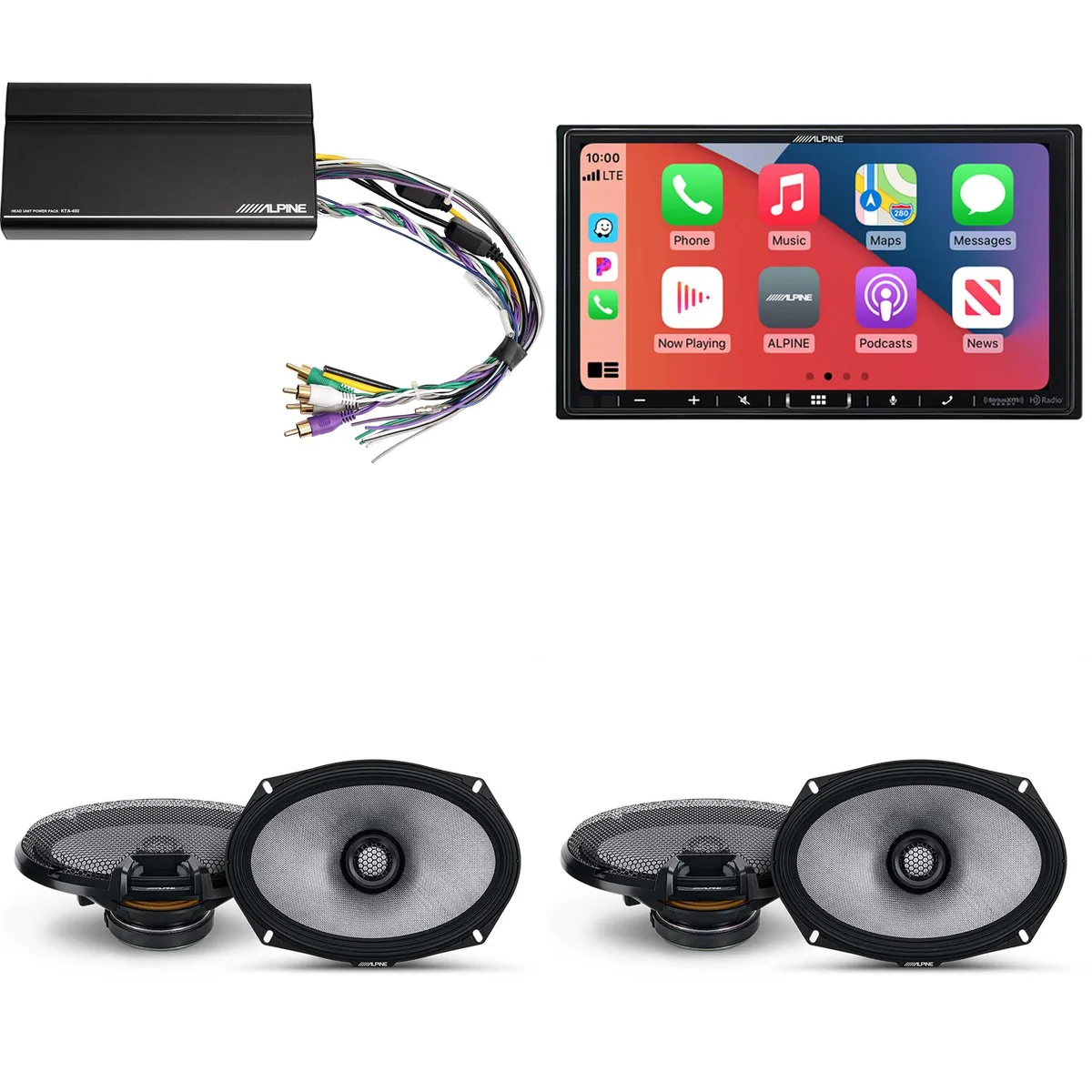 Alpine Alpine iLX-407 7-Inch Receiver Bundle with R2-S69 6x9" Speakers and KTA-450 Power Pack — product photo