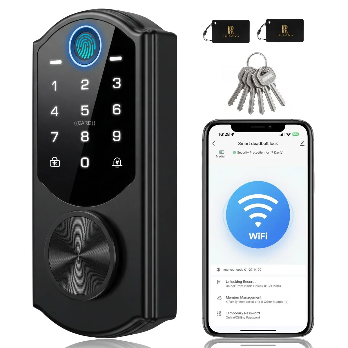 DNBeffulgent DNBeffulgent RA-7 Smart Door Lock WiFi Fingerprint Black — product photo