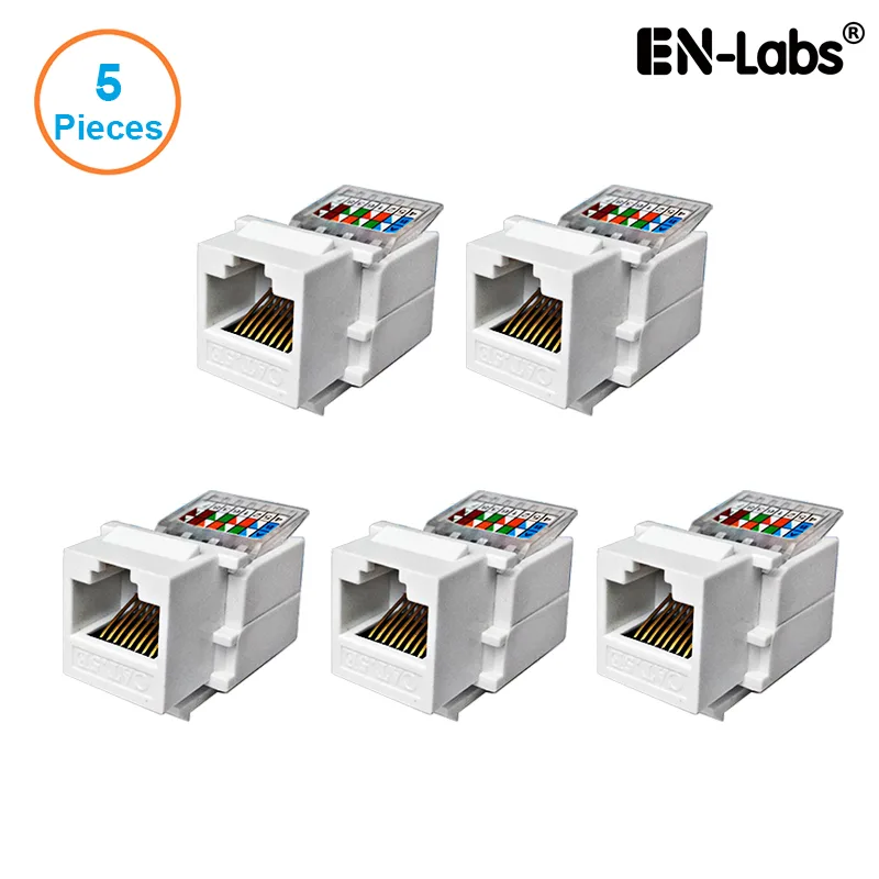 EN-Labs EN-Labs KSCAT5E5PK 5-pack Cat5e UTP keystone jack adapter — product photo