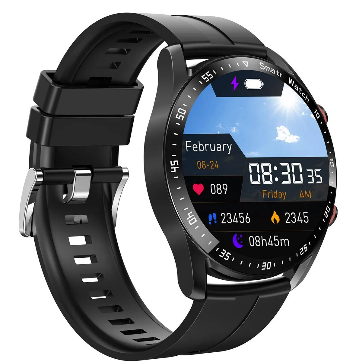 SZYG SZYG 45mm Smart Watch 1.28" TFT IP67 Black — product photo