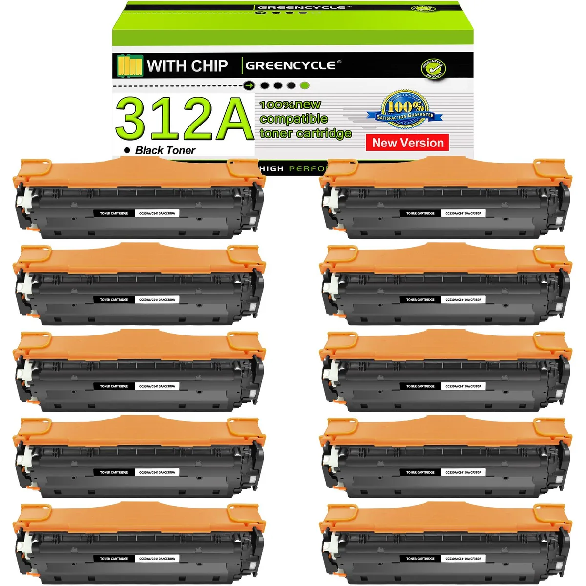 GREENCYCLE GREENCYCLE 312A CF380A Black Toner Cartridge 10 Pack — product photo