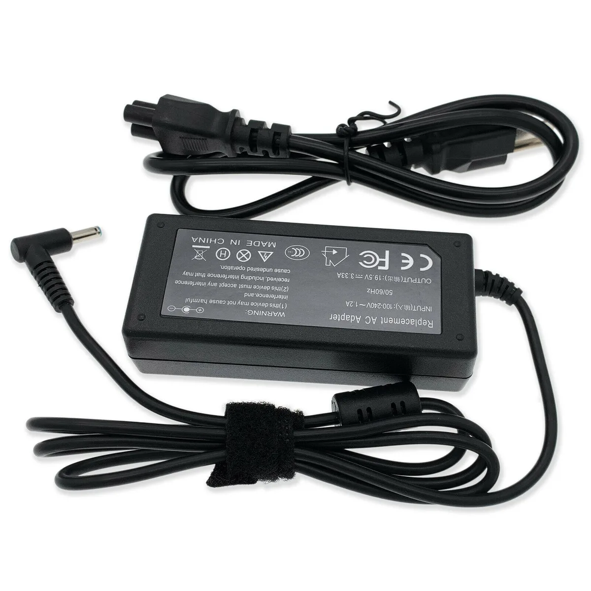 Black rectangular 65W AC adapter with 2.5ft US power cord