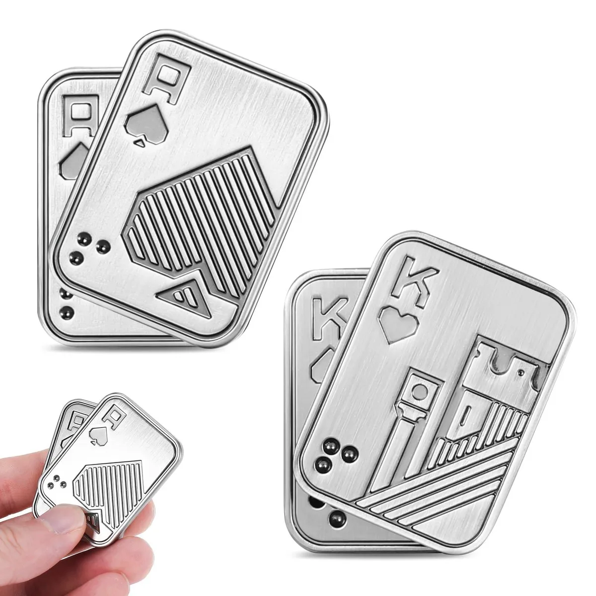 Metal Poker Fidget Slider 2 Pcs Silver — product photo