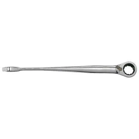 Westward 11 mm ratcheting wrench, chrome alloy steel, offset head, 15 degree angle