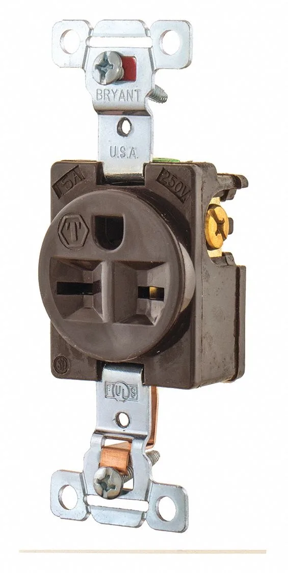 Brown nylon 15A 250V straight blade plug model 5661