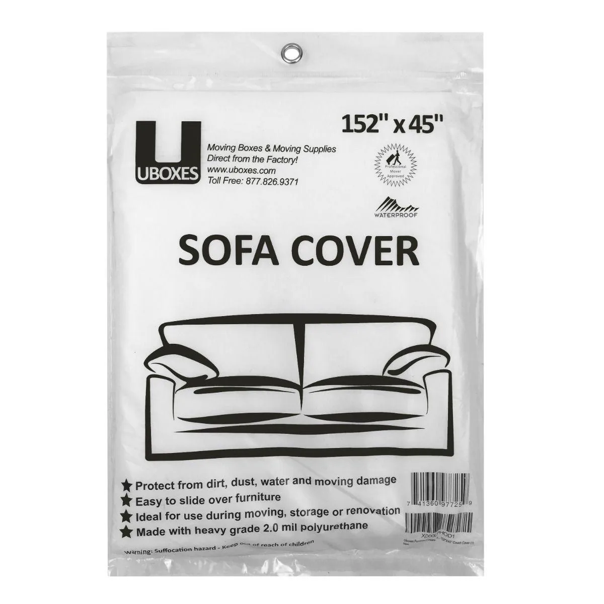 UBMOVE UBMOVE 13 Sofa Covers 152" x 45" Poly Bags Mailing Supply — product photo
