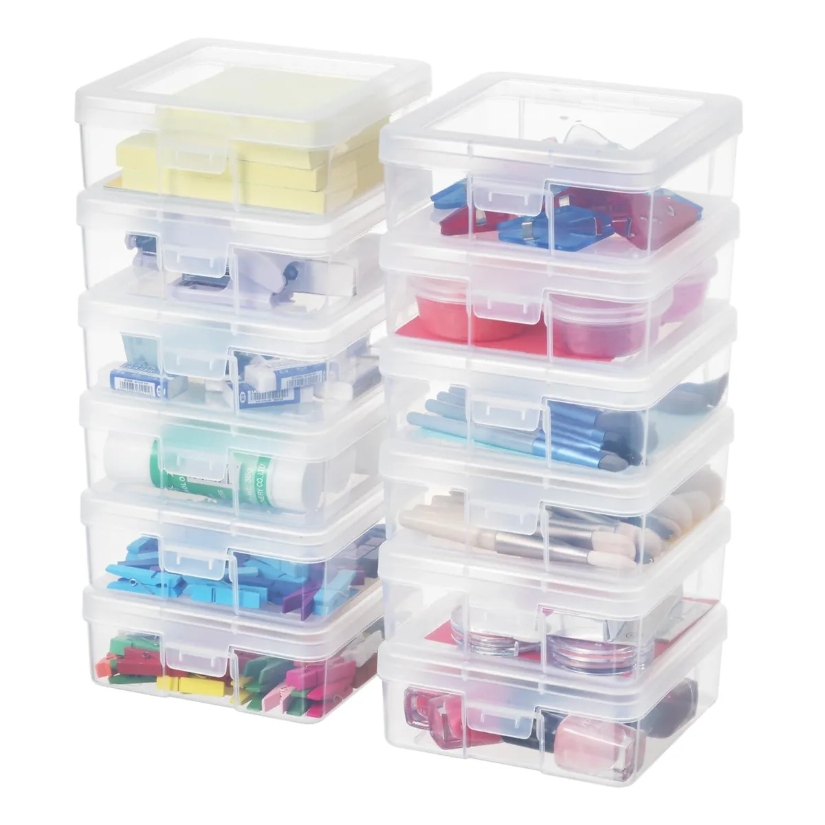 OMNISAFE 12 Pack Clear Plastic Toy Storage with Latching Lid — product photo