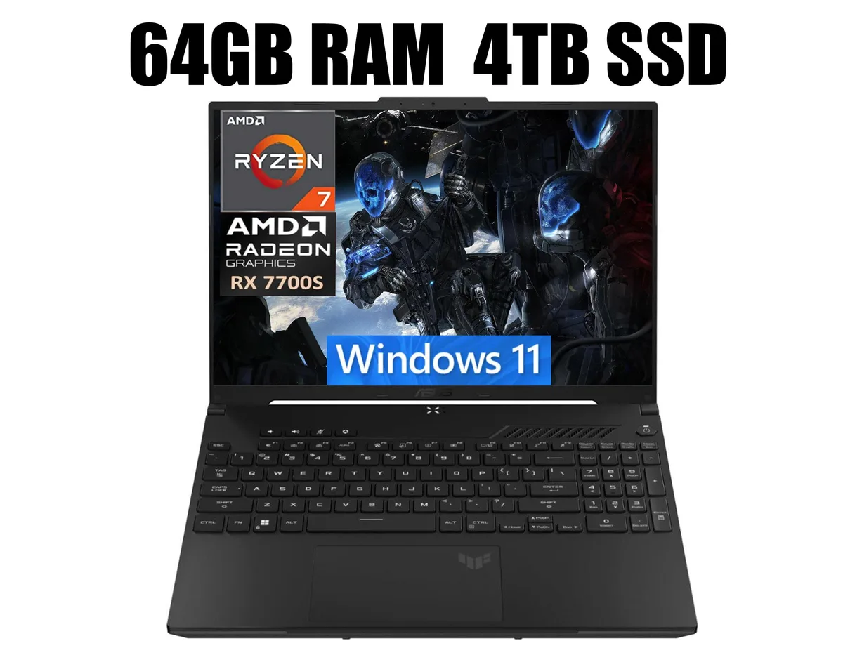 ASUS ASUS TUF A16 gaming laptop Ryzen 7 7735HS RX 7700S 64GB 4TB — product photo