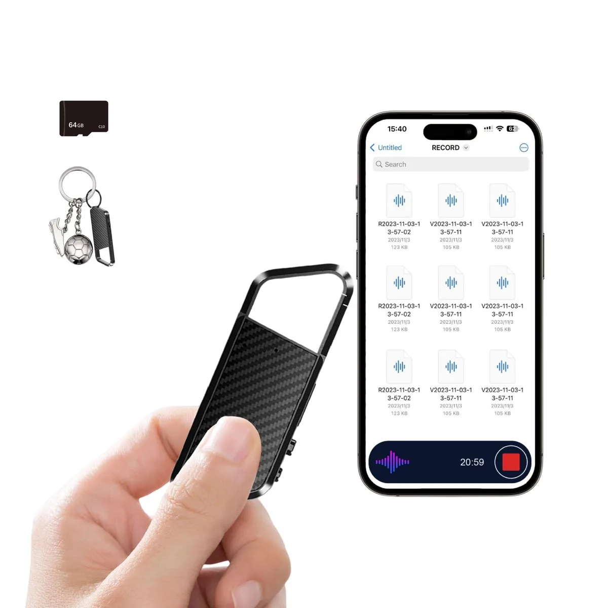 NekSide LP037 64GB voice recorder — product photo
