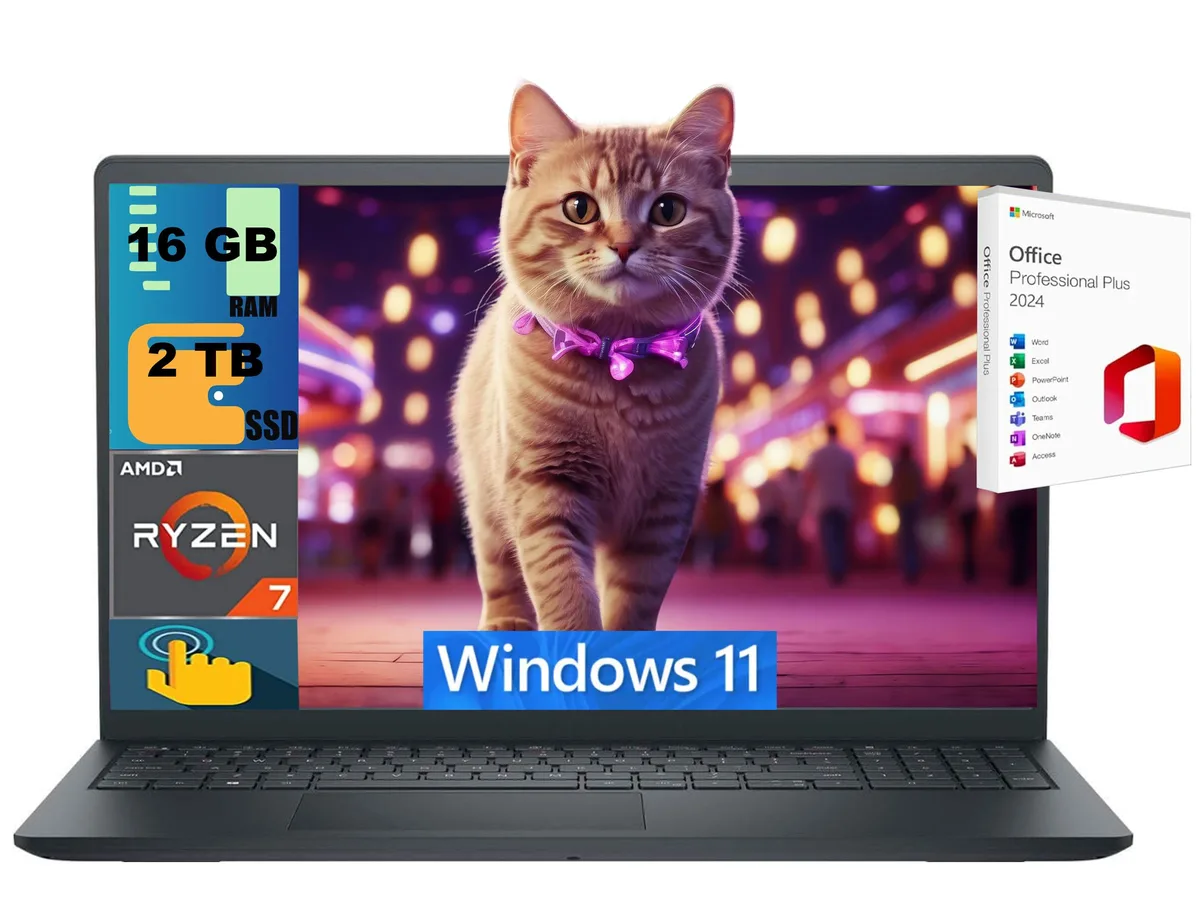 DELL DELL Inspiron 15 laptop Ryzen 7 7730U 16GB 2TB 15.6" FHD Touchscreen — product photo