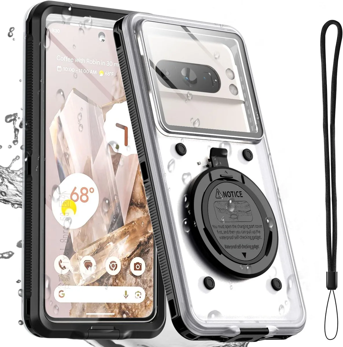 BONAEVER BONAEVER Waterproof Phone Case Black 6.9" 98ft Vacuum Seal Self-Check — product photo