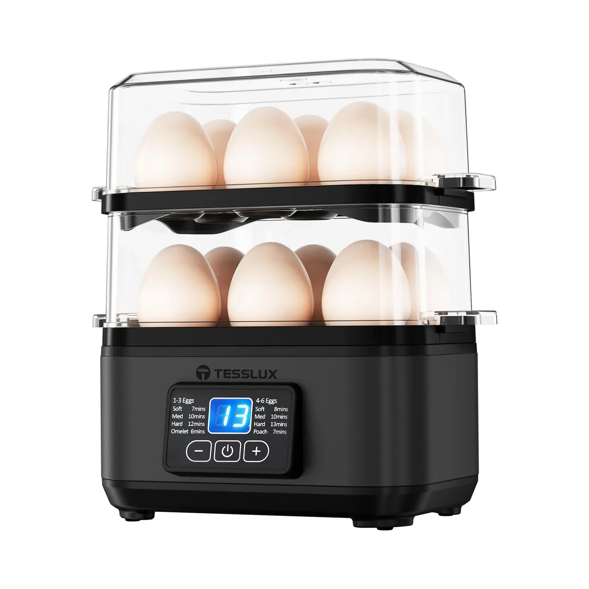 Tesslux Rapid Egg Cooker 12 Eggs Black — product photo