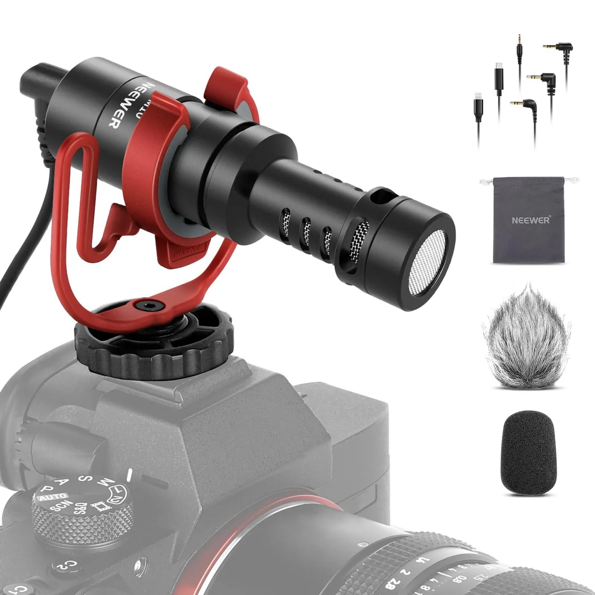 NEEWER VM10 Supercardioid Microphone with 3.5mm TRS USB-C OTG — product photo