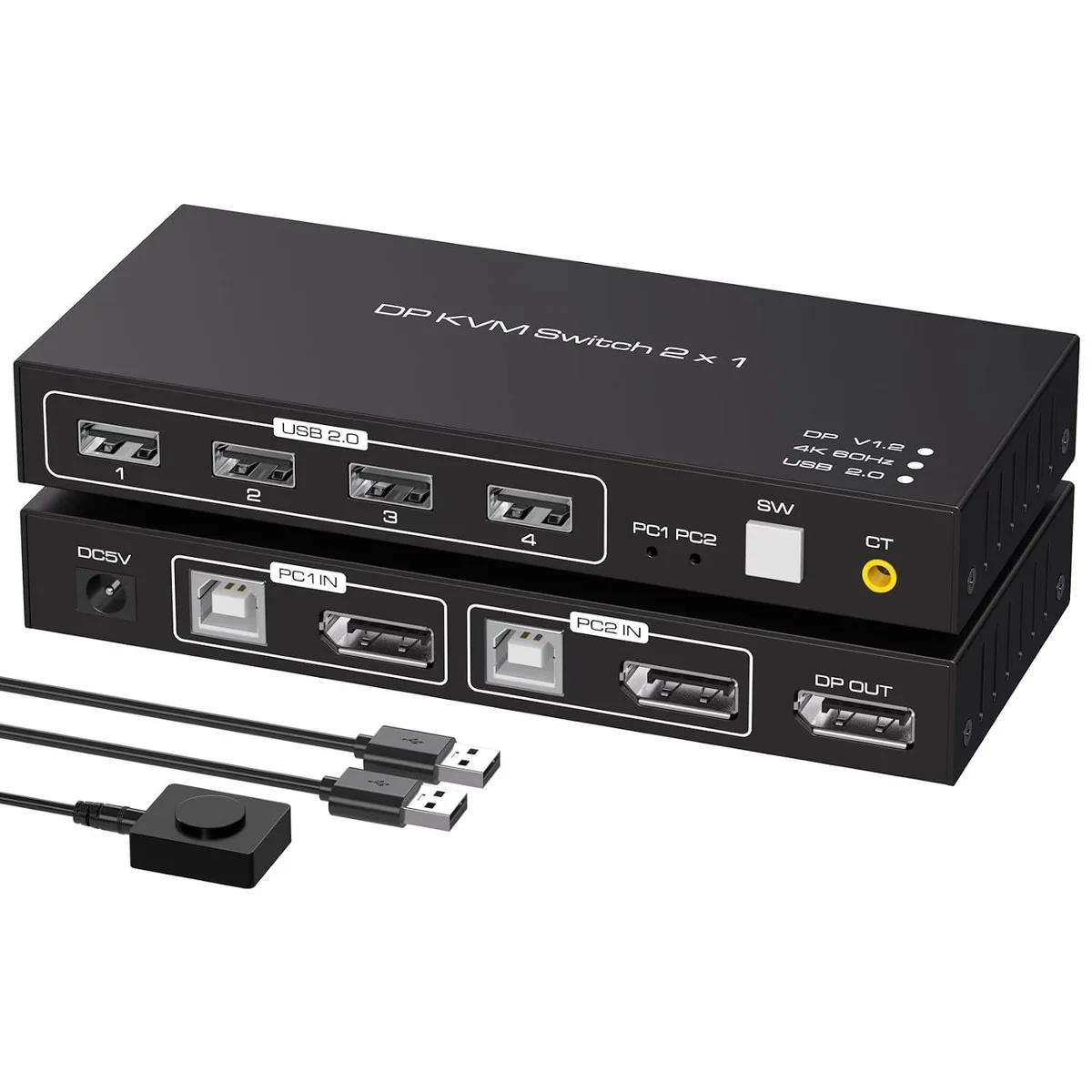 AUTYUE AUTYUE 2 Port DisplayPort KVM Switch 4K 60Hz USB 2.0 External Controller — product photo