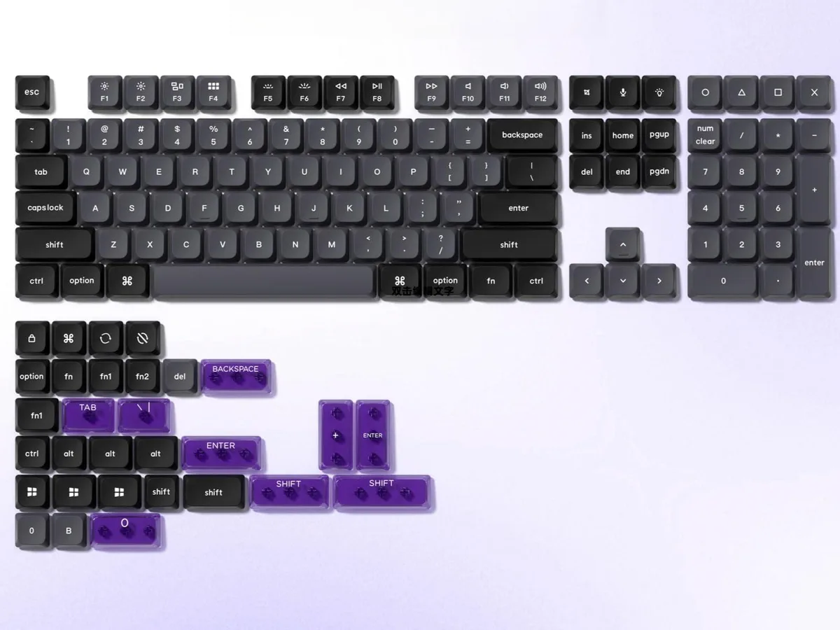 Womier Womier Low Profile Keycaps 139 Set Grey Black Purple PBT PC — product photo