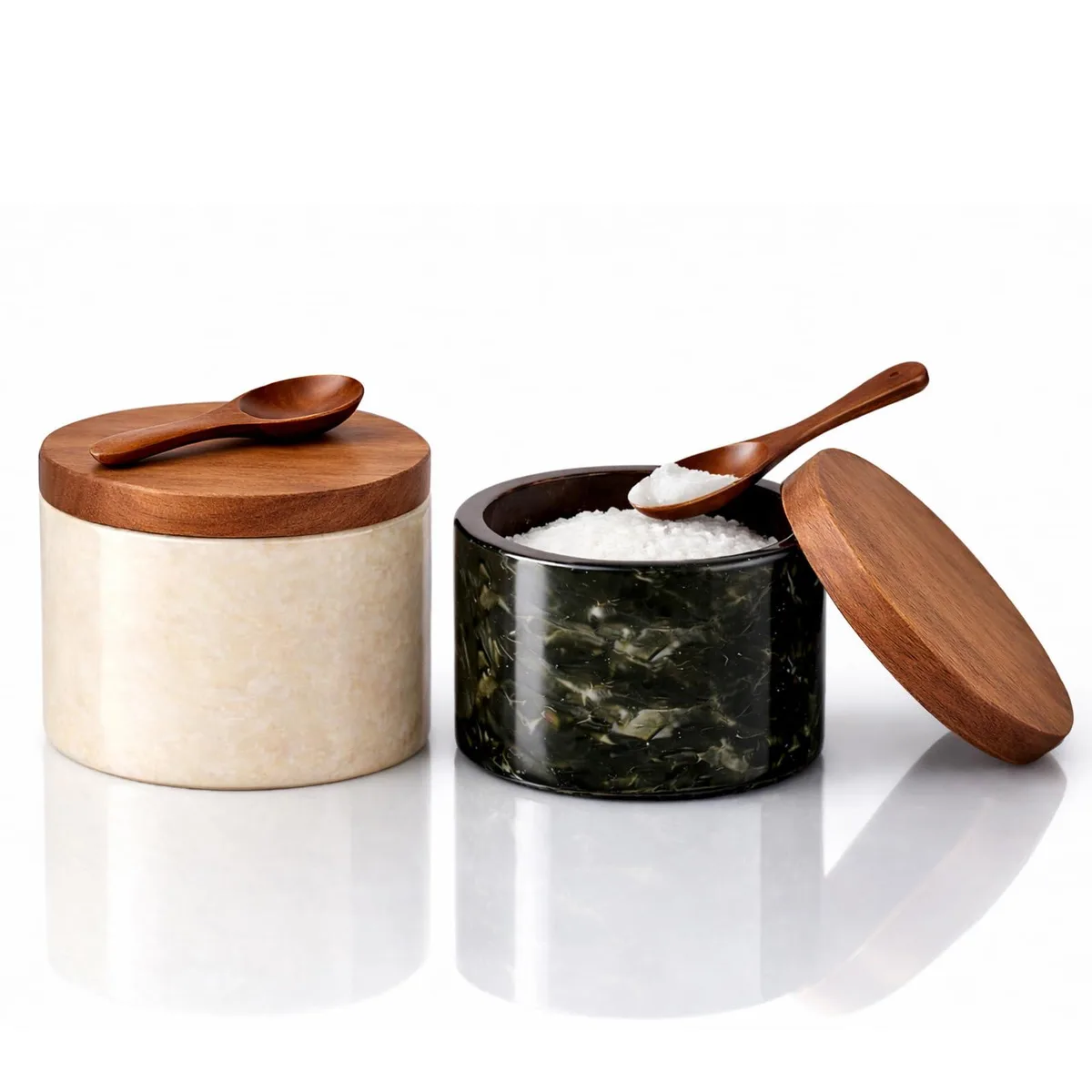 Marble Salt and Pepper Bowls 2Pcs Handcrafted Serveware — product photo