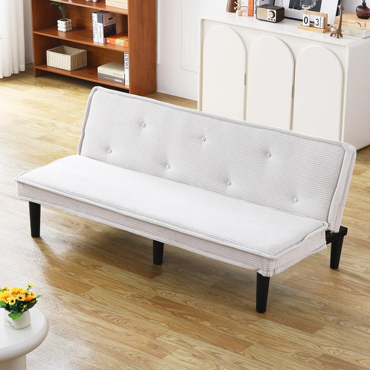 tuphen tuphen 66-inch corduroy sofa bed Beige — product photo