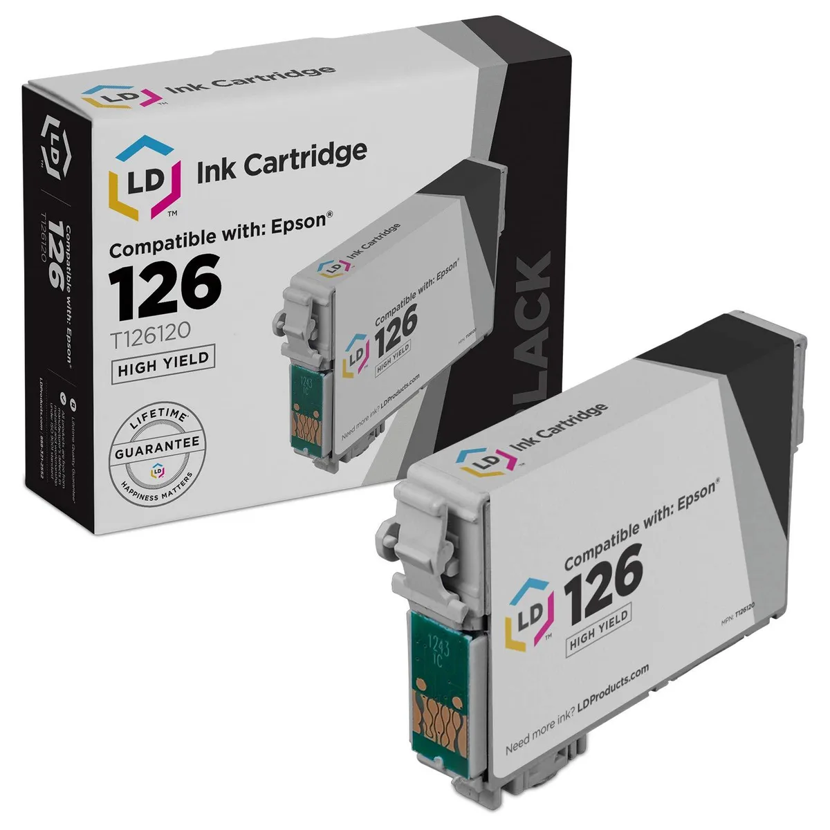 LD Products LD Products Replacement for Epson 126 Black High Yield Ink Cartridge T126120 740 Pages — product photo