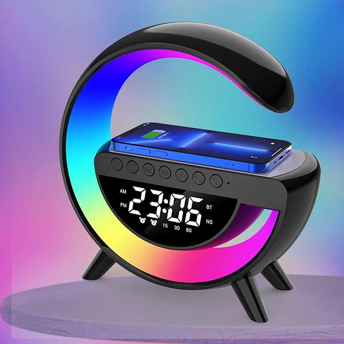 ZFMF G58 Liquid Motion Table Lamp 15W 1200mAh Bluetooth Alarm Clock — product photo