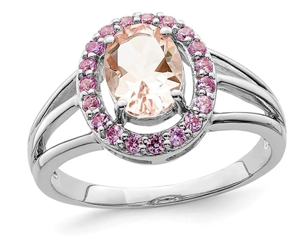Gem &amp; Harmony Gem &amp; Harmony 1.00 ctw Morganite &amp; Synthetic Pink Sapphires Ring 925 Sterling Silver — product photo