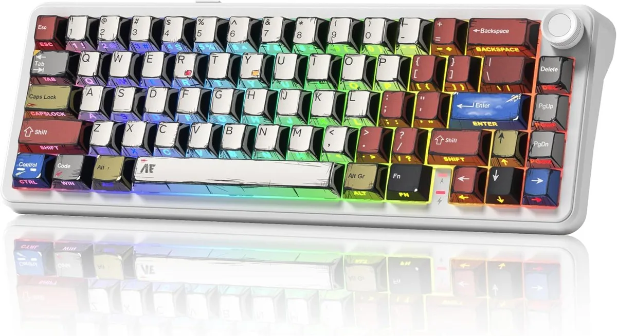 TUKO TUKO 60% Mechanical Gaming Keyboard 66 Keys Knob White Linear Switch 4000mAh — product photo