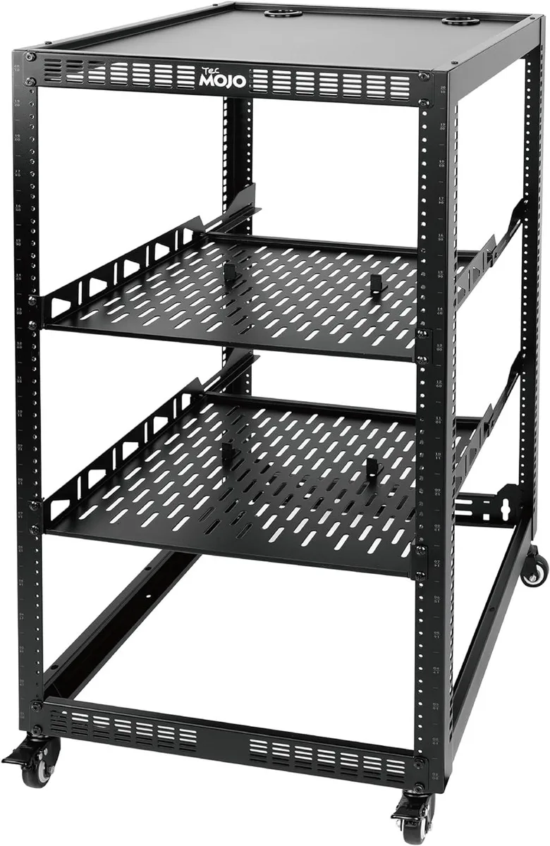 TAURKENAM TAURKENAM 20U Open Frame Server Rack 4-Post with Casters &amp; 2 Shelves — product photo