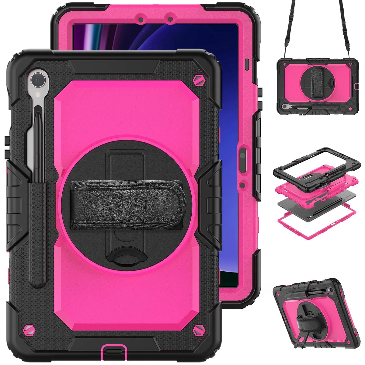Timoom Timoom Heavy Duty Protective Case 10.9-11" Rose with Screen Protector, 360° Kickstand, Straps — product photo