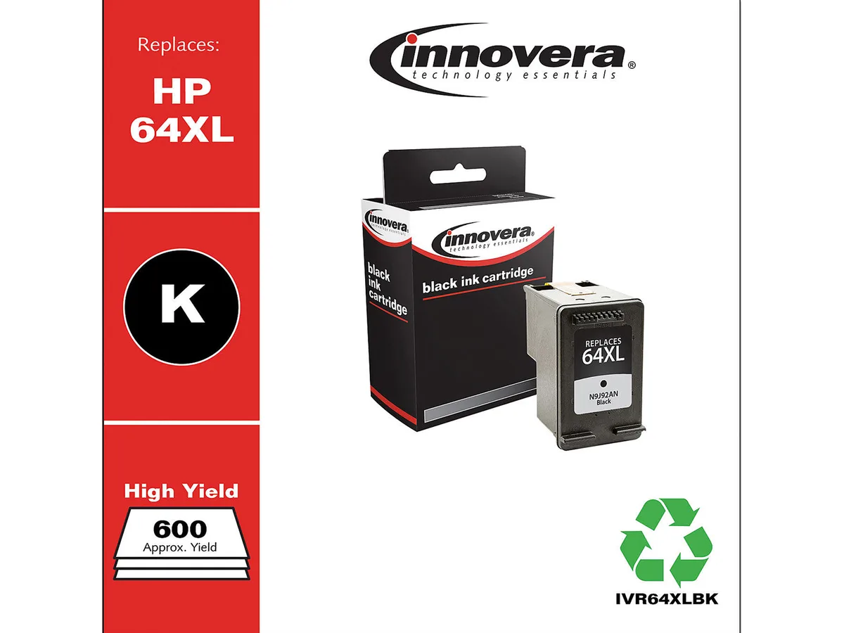 Black rectangular ink cartridge with label