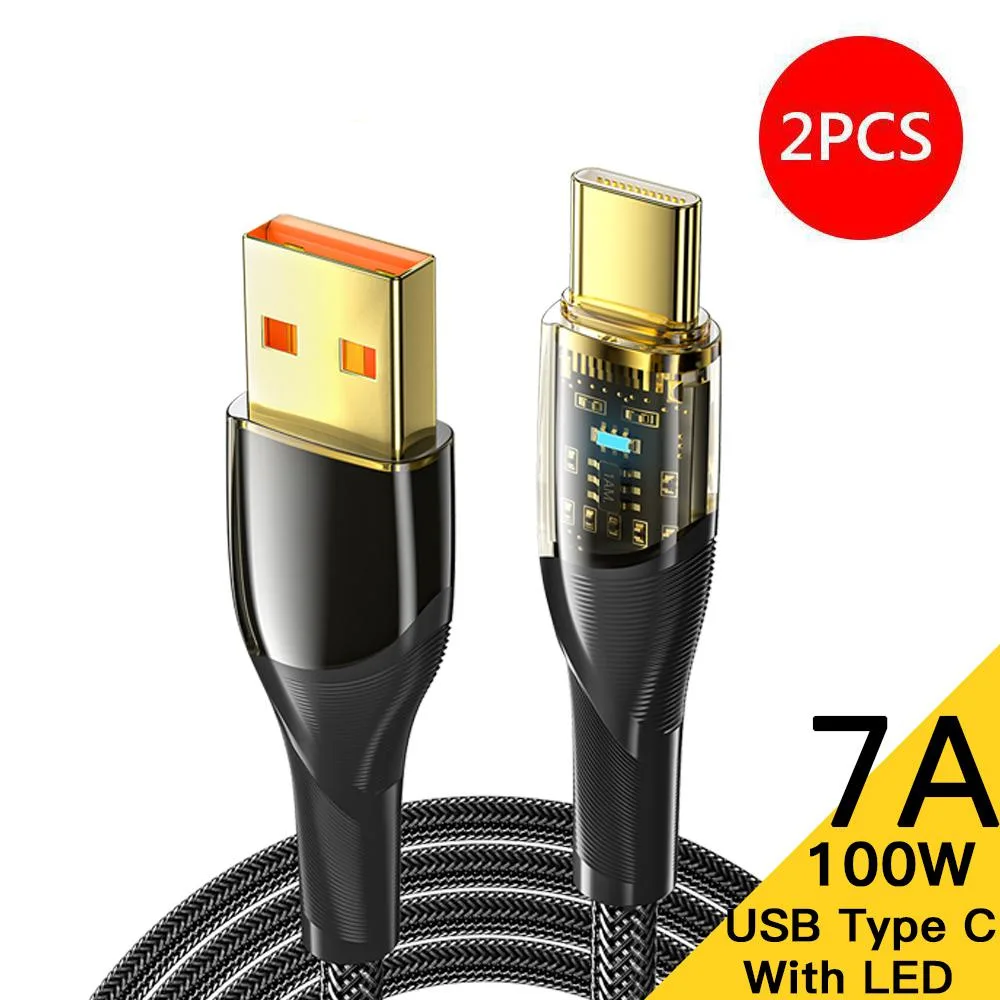 ESTONE ESTONE Essager XR USB-C Cable 100W 7A 6.6ft 2-Pack Transparent — product photo